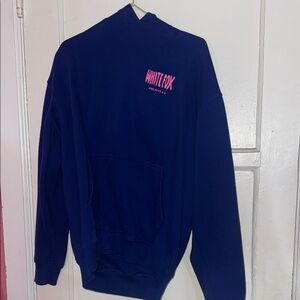 White Fox Boutique Navy Hoodie with Pink Logo